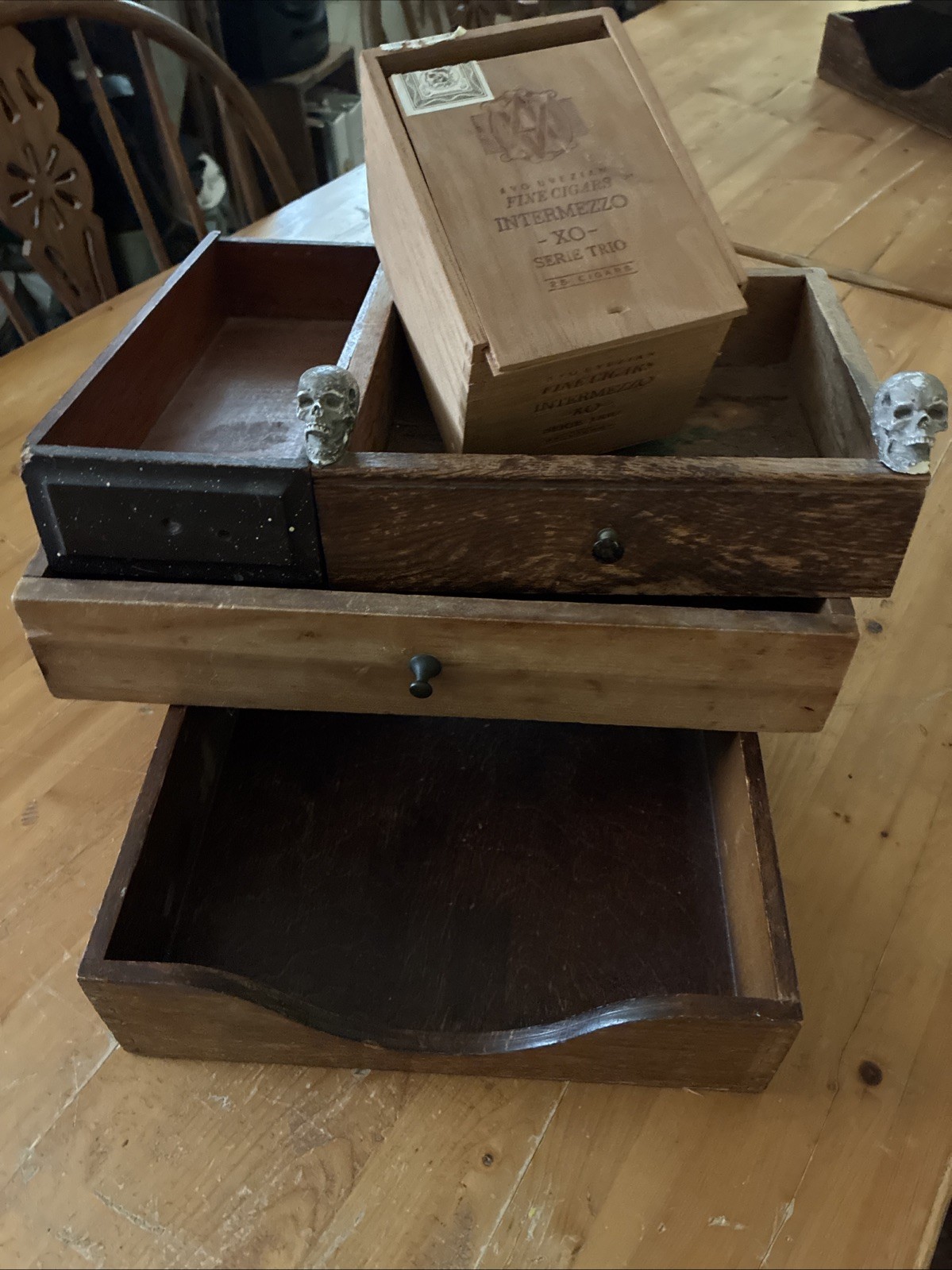Vintage Rustic Wood Storage Lot – Distressed Drawers, Trays & Cigar Box 5pc Vintage Rustic Wood Storage Lot – Distressed Drawers, Trays & Cigar Box 5pc