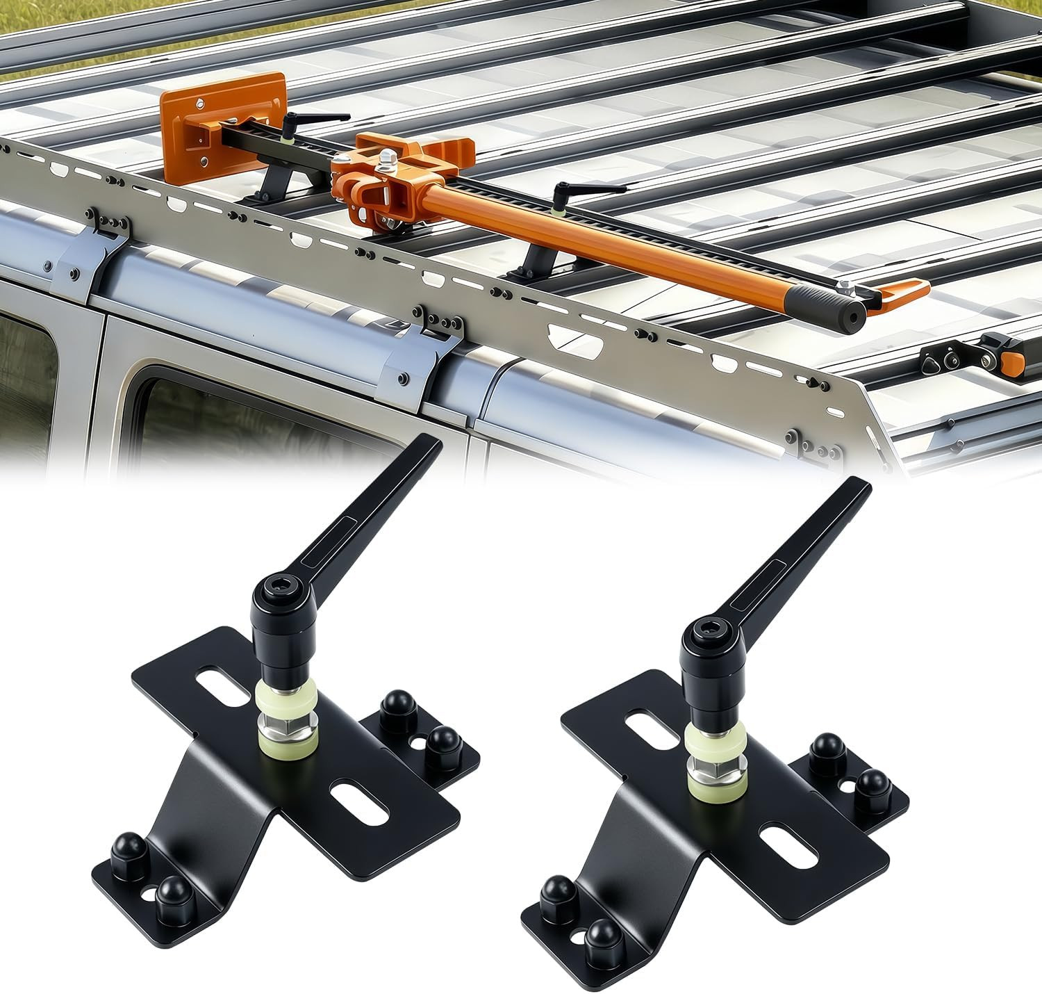 2 Pcs Farm Jack Mount for Roof Rack, High Lift Jack Mounting Brackets Works with 2 Pcs Farm Jack Mount for Roof Rack, High Lift Jack Mounting Brackets Works with