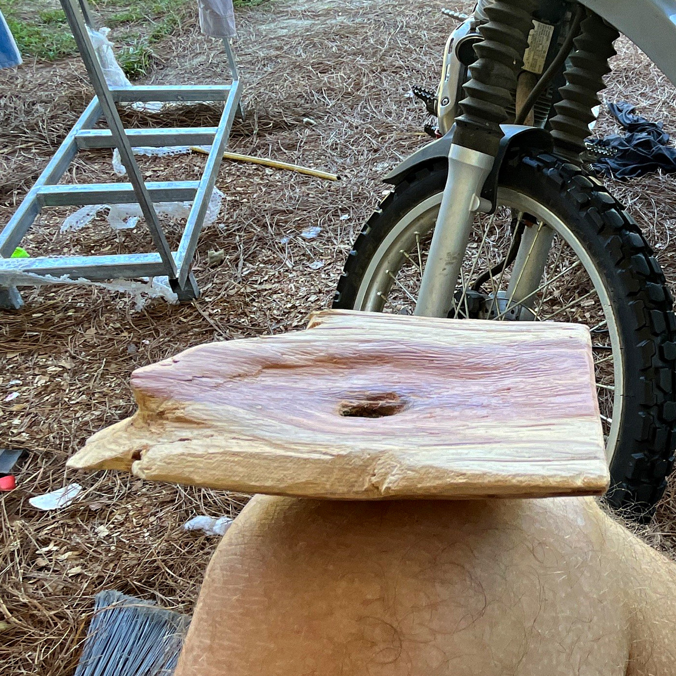 Red cedar filed down to a smooth edge and just right for a soap dish