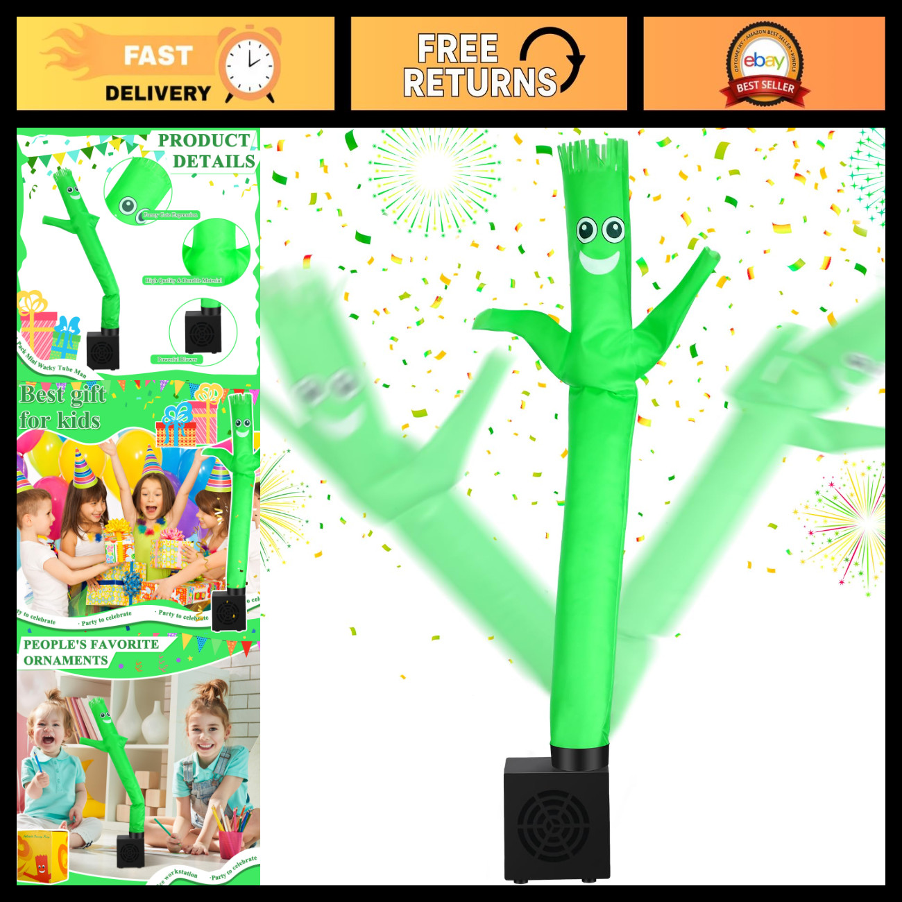 Mini Inflatable Tube Man with Blower - Fun Gag Gift, Smiling Air Dancer Mini Inflatable Tube Man with Blower - Fun Gag Gift, Smiling Air Dancer