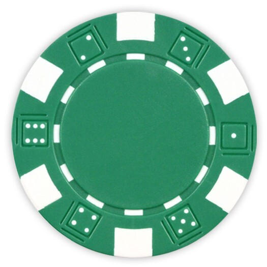 50 Da Vinci 11.5 gram Dice Striped Poker Chips, Standard Casino Size, Green