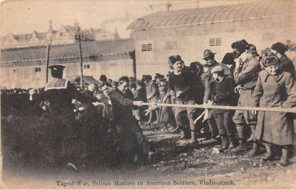 Vladivostok Russia British Marines American Soldiers Tug of War PC AA117505 Vladivostok Russia British Marines American Soldiers Tug of War PC AA117505