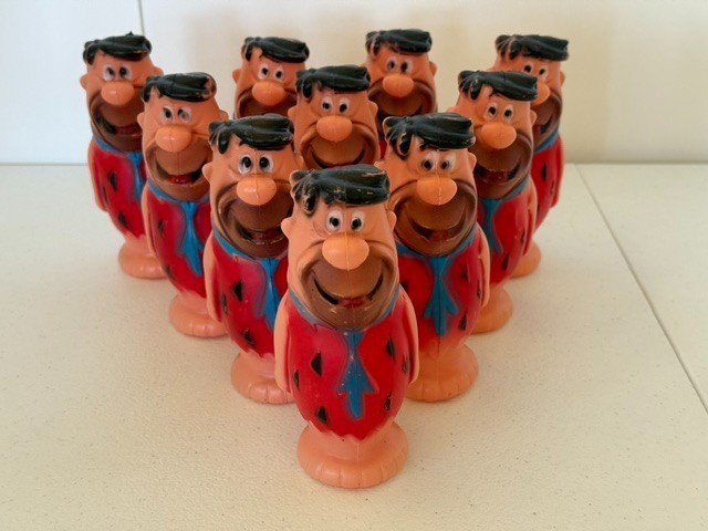 10 Vintage 1960\'s Blow Mold FRED FLINTSTONE BOWLING PINS Hanna-Barbera
