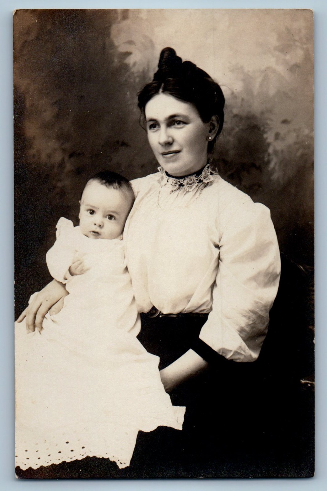 c1910\'s Mother And Baby Portrait Studio RPPC Photo Unposted Antique Postcard c1910\'s Mother And Baby Portrait Studio RPPC Photo Unposted Antique Postcard