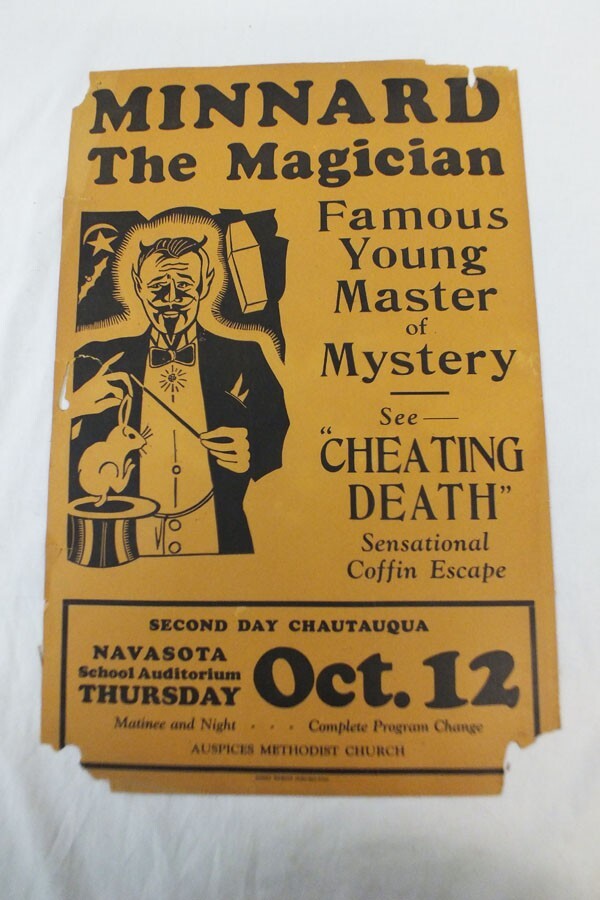 Vtg 1930s Minnard the Magician Navasota Texas Poster Display Advertising Vtg 1930s Minnard the Magician Navasota Texas Poster Display Advertising