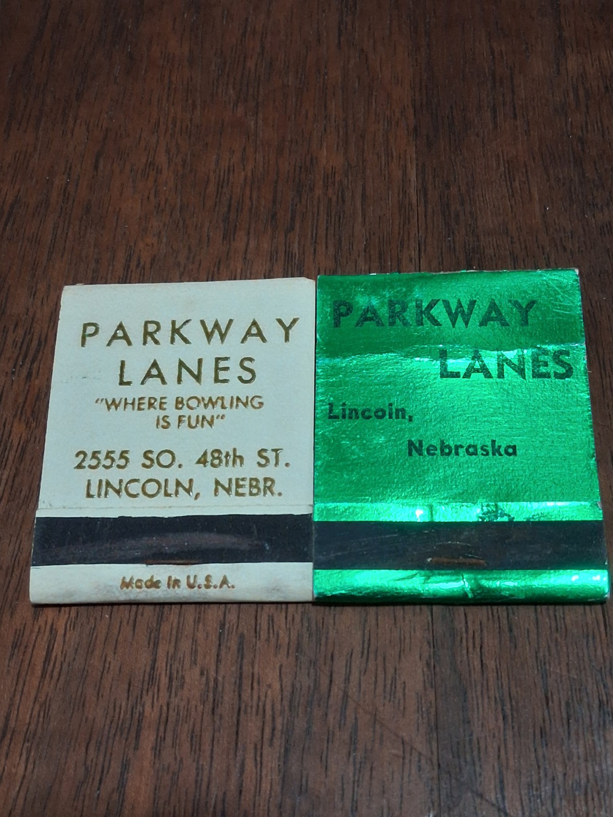 2 Vintage Parkway Lanes Matchbooks Lincoln Nebraska 2 Vintage Parkway Lanes Matchbooks Lincoln Nebraska