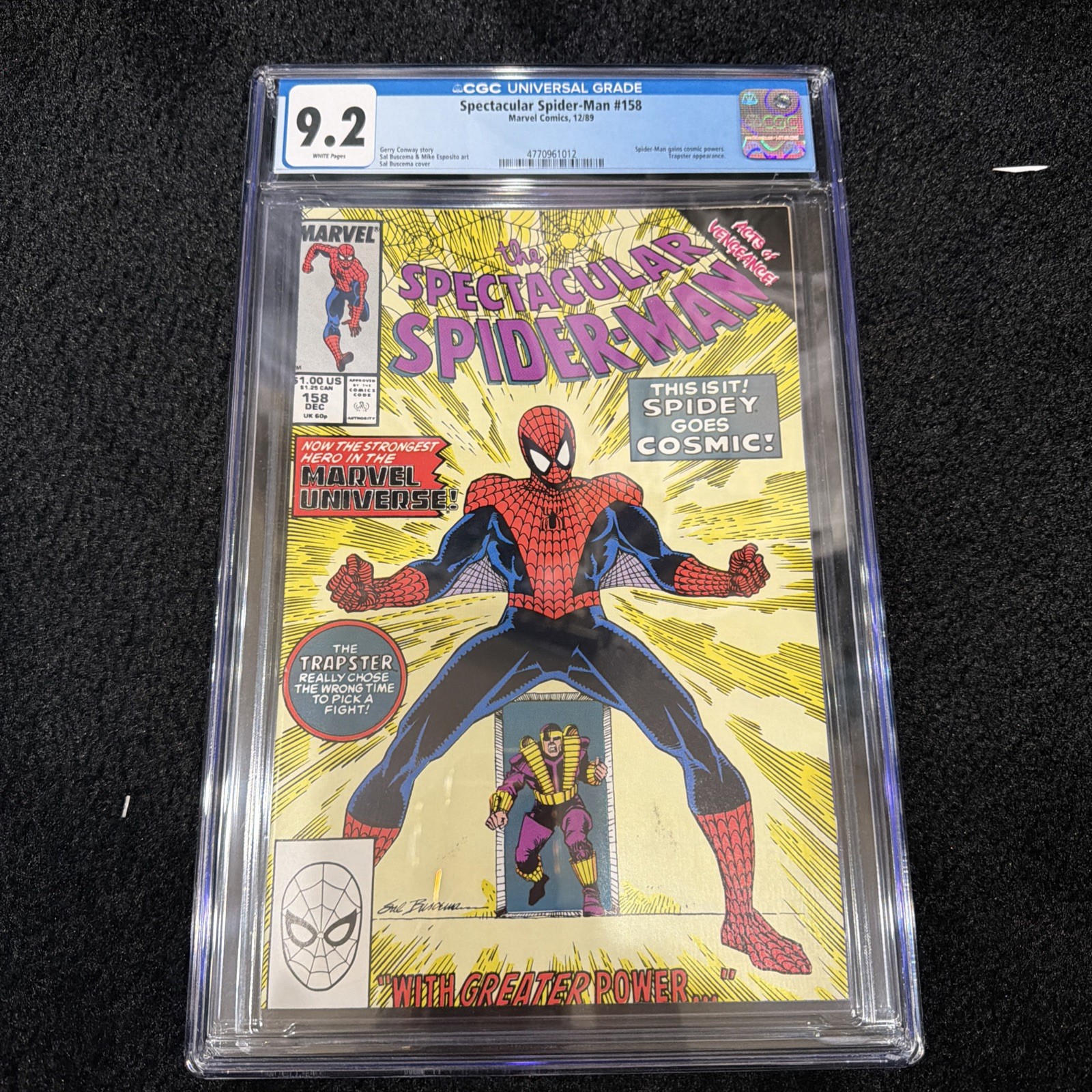 The Spectacular Spider-man #158 CGC 9.2 White Page Cosmic Spider-Man  Very Hot