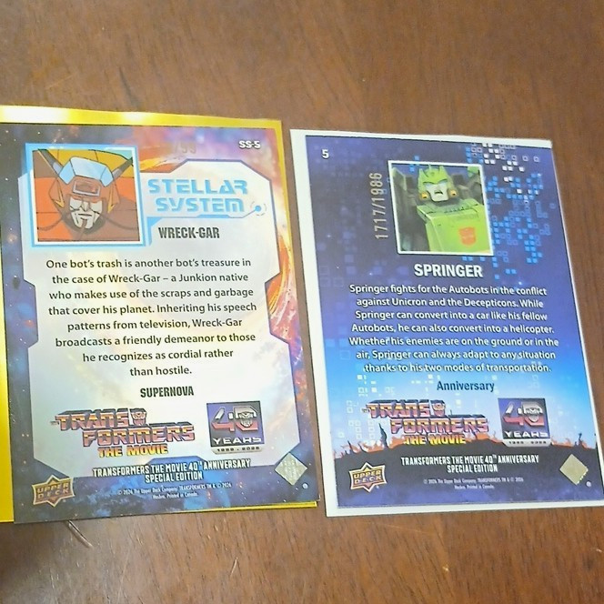 Upper Deck Transformers: The Movie 40th Anniv Special Edition 2-Card Lot 2016 Upper Deck Transformers: The Movie 40th Anniv Special Edition 2-Card Lot 2016