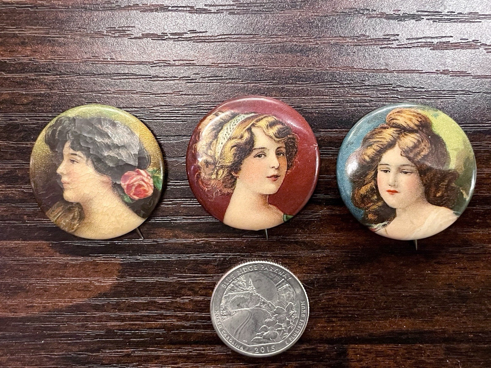 Lot Of 3 - TOBACCO CIGARETTE 1890s-1910 CELLULOID PINBACK BUTTON Victorian Girl Lot Of 3 - TOBACCO CIGARETTE 1890s-1910 CELLULOID PINBACK BUTTON Victorian Girl