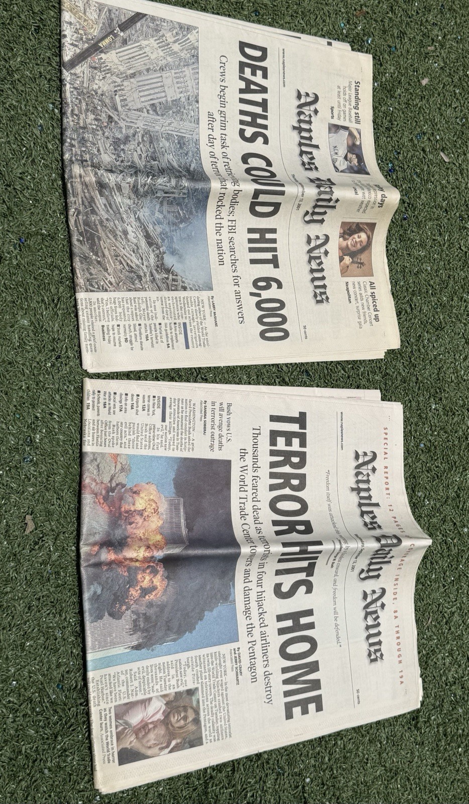 Naples Daily News 9/11 Newspapers Sept 12 & 13 2001 Terror Hits Home Naples Daily News 9/11 Newspapers Sept 12 & 13 2001 Terror Hits Home
