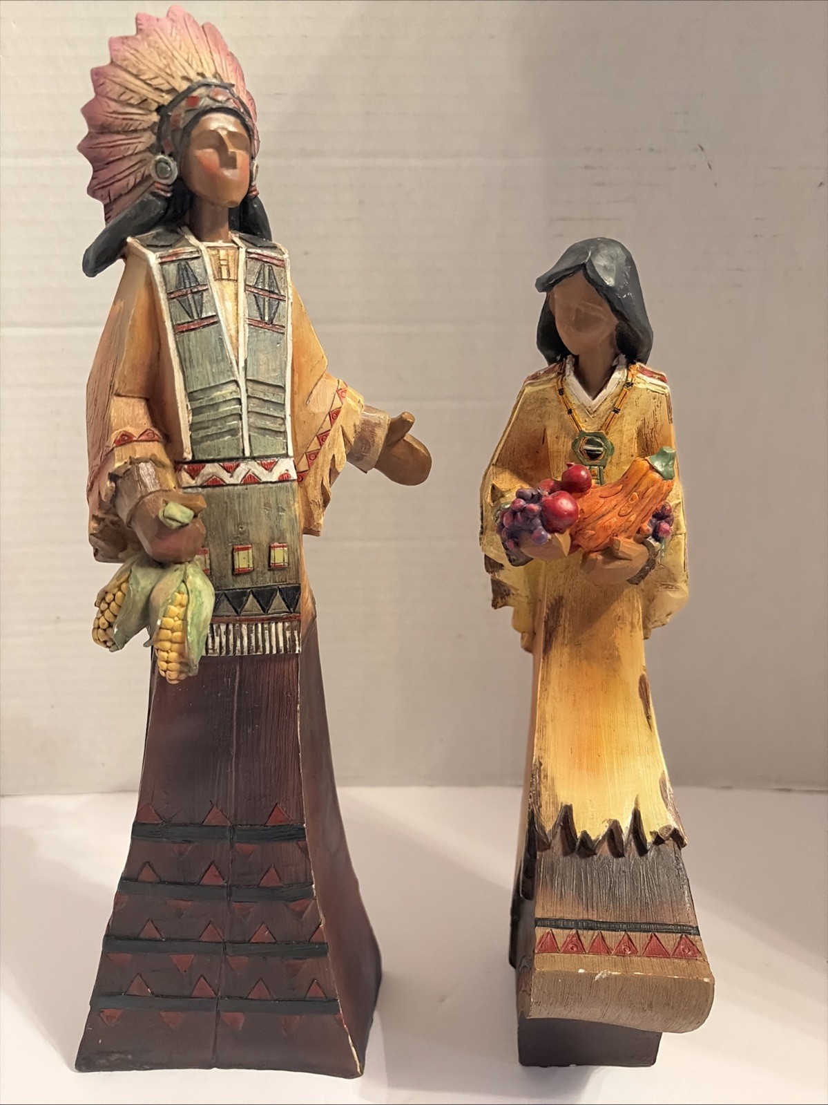 Southwestern Native American Style Figurines Harvest Corn Maiden Chief Set Of 2 Southwestern Native American Style Figurines Harvest Corn Maiden Chief Set Of 2
