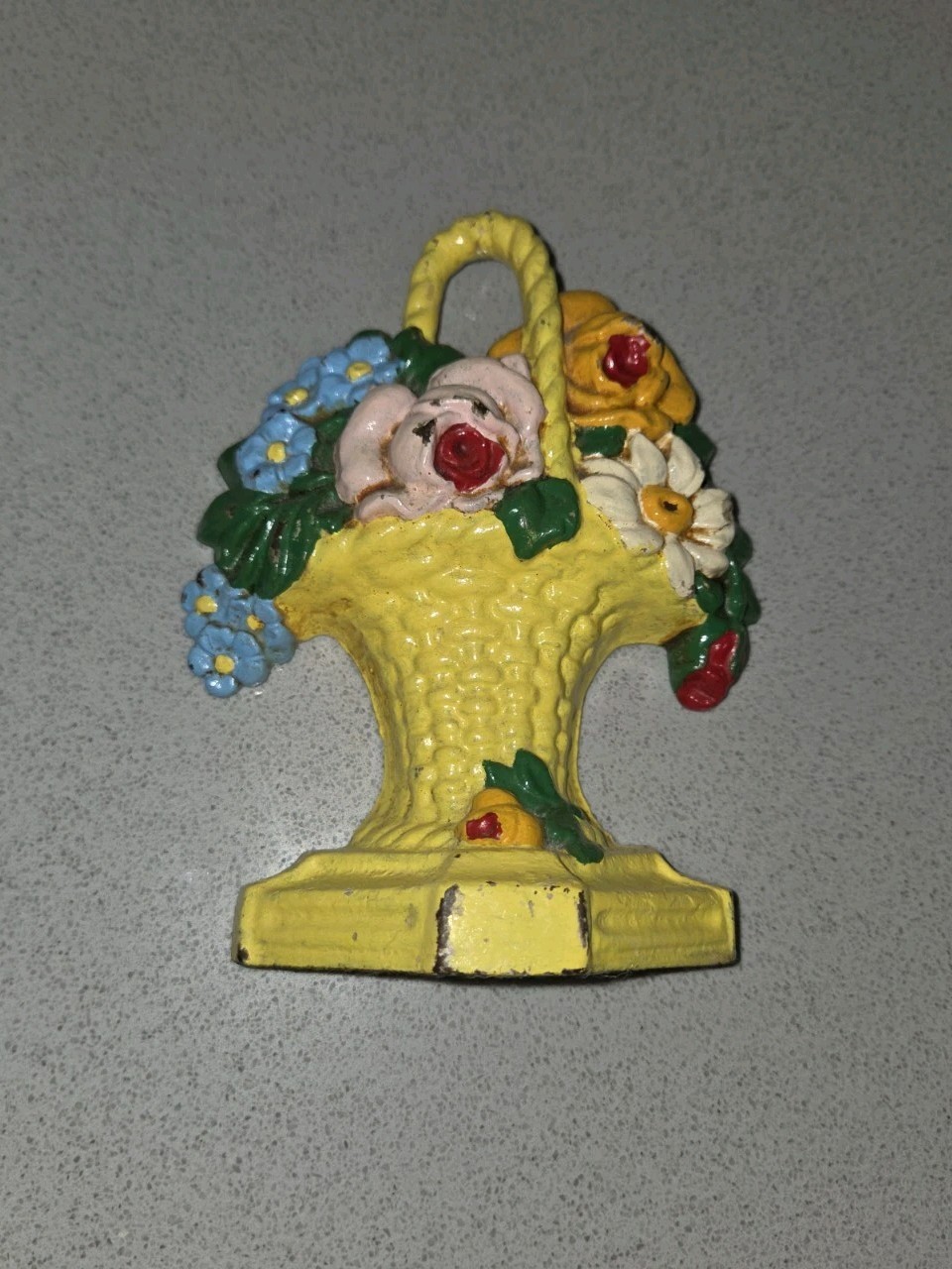 Vintage Hubley Cast Iron Doorstop Statue Flower Basket #8 Antique Vintage Hubley Cast Iron Doorstop Statue Flower Basket #8 Antique