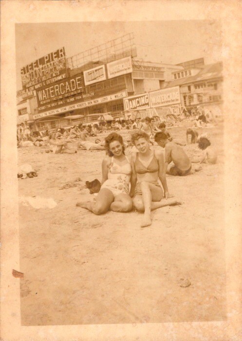 1940s Atlantic City NJ Steel Pier Photograph Barefoot Women & Crowded Beach 1940s Atlantic City NJ Steel Pier Photograph Barefoot Women & Crowded Beach