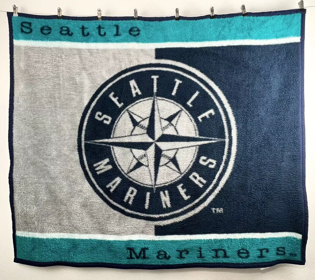 Vintage BIEDERLACK Seattle Mariners Throw Blanket 54x48 Genuine MLB Made In USA