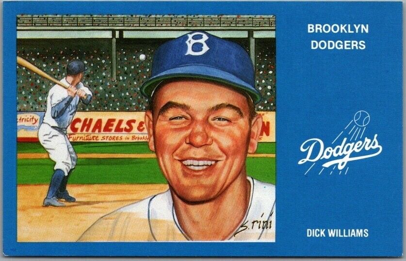 1991 BROOKLYN DODGERS Postcard DICK WILLIAMS Series 2 #6 Modern Print Unused