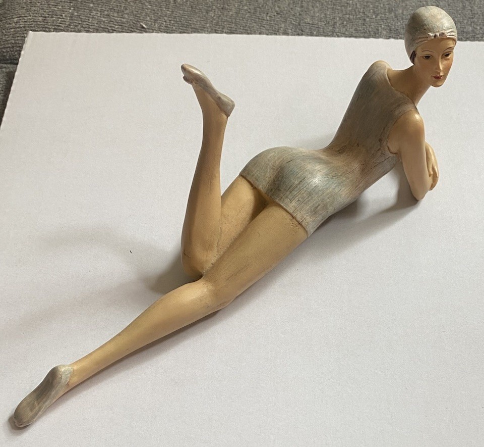 Vintage Bathing Beauty Swimsuit Figurine Sculpture ~ Art Deco Beauty – Woman