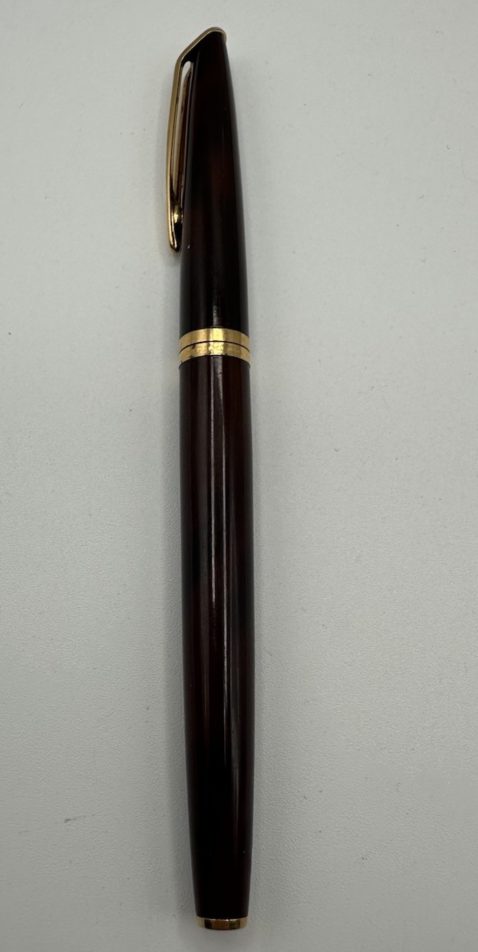 Vintage Waterman Carene Fountain Pen Amber Maroon 18K Solid Gold Nib France Vintage Waterman Carene Fountain Pen Amber Maroon 18K Solid Gold Nib France