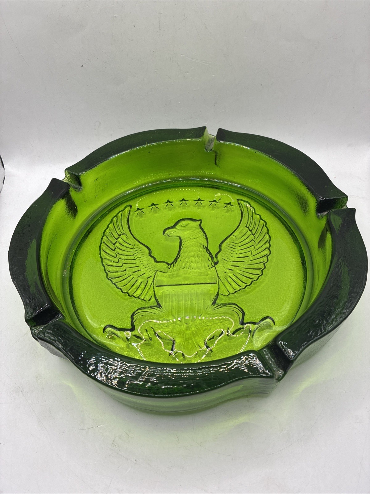 Vintage Green Glass Eagle Ashtray 10” Patriotic Federal Style – Never Used Vintage Green Glass Eagle Ashtray 10” Patriotic Federal Style – Never Used