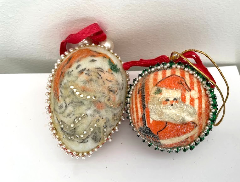 2 VTG Christmas Ornament Victorian St Nick Santa Claus Decoupage HANDMADE craft 2 VTG Christmas Ornament Victorian St Nick Santa Claus Decoupage HANDMADE craft