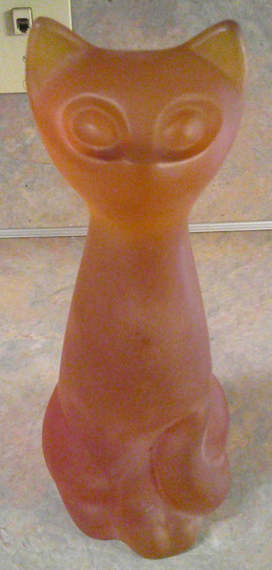 RARE VINTAGE SASCHA BRASTOFF TRANSLUCENT ORANGE RESIN CAT FIGURINE 10