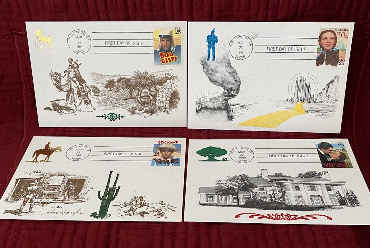 Vintage Set Of 4 Classic Films First Day Issue Postcards March 23, 1990 Vintage Set Of 4 Classic Films First Day Issue Postcards March 23, 1990