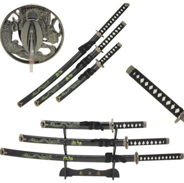 Snake Eye Tactical 3PC Red Dragon Samurai Set (Katana, Wakizashi & Tanto)