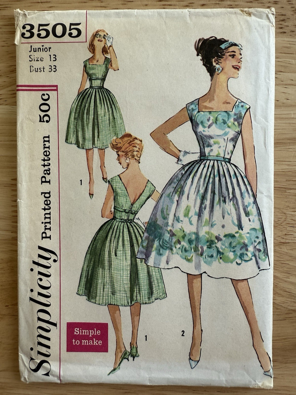 Simplicity Pattern 3505 Junior One-Piece Dress Size 13 Bust 33” Uncut FF Simplicity Pattern 3505 Junior One-Piece Dress Size 13 Bust 33” Uncut FF