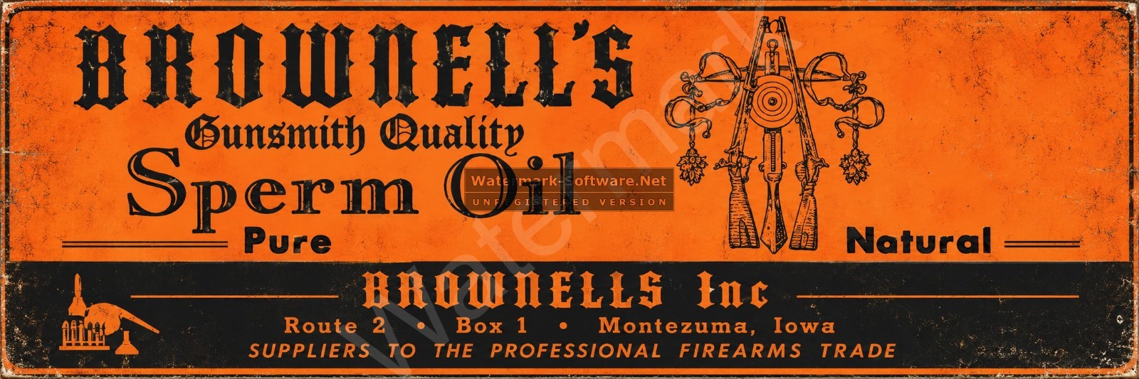 Brownell\'s Gunsmith Quality Sperm Oil Metal Sign 2 Sizes to Choose From C80