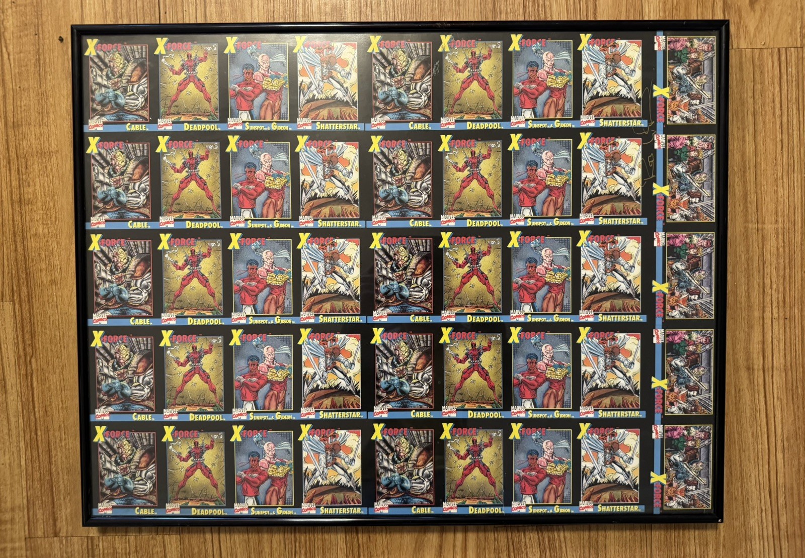 1992 Skybox Deadpool Cable Uncut Sheet From X force Autograph By Rob Lefield