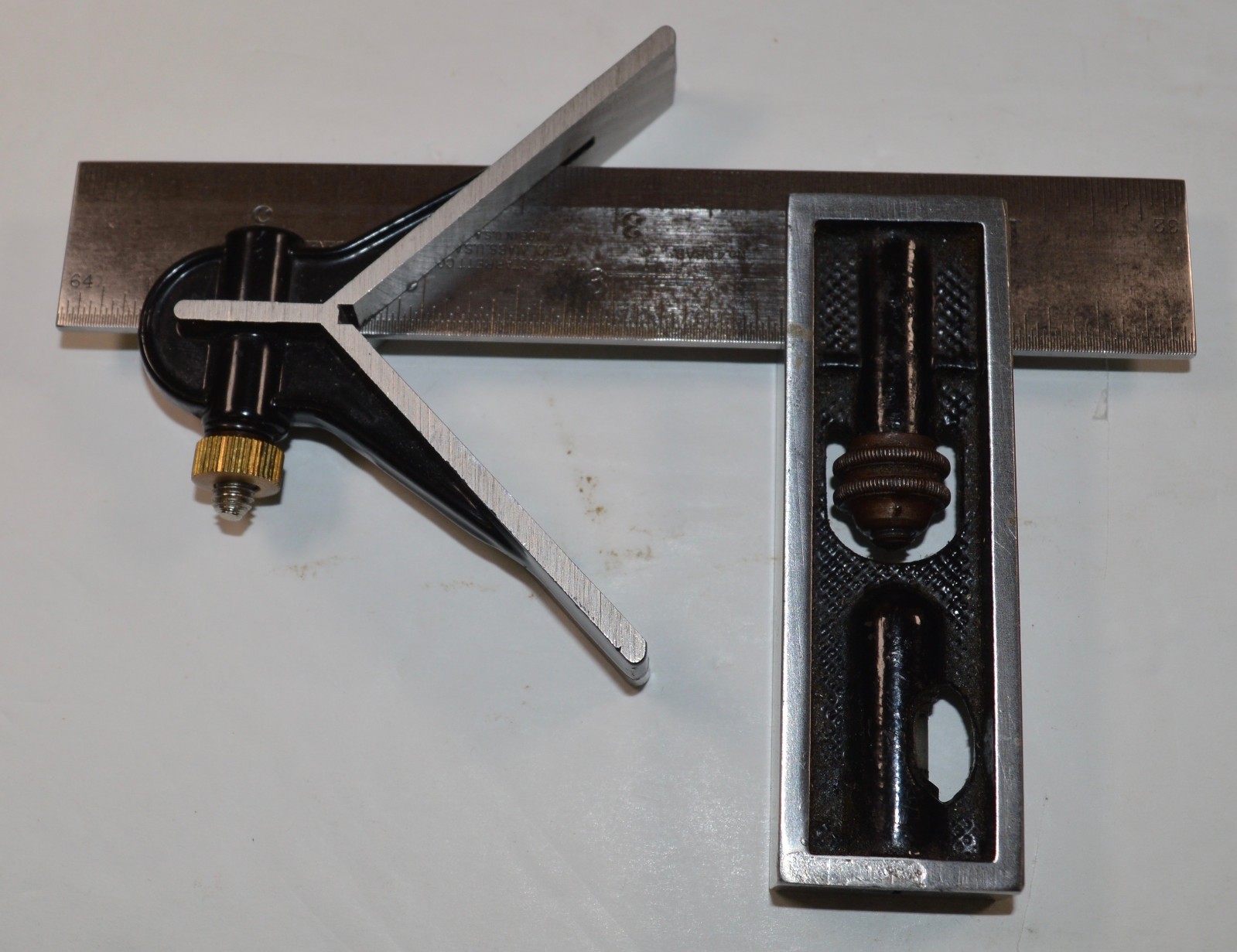 Vintage Starrett No. 13-3pcs Double Square & Center Head 6\ Vintage Starrett No. 13-3pcs Double Square & Center Head 6\