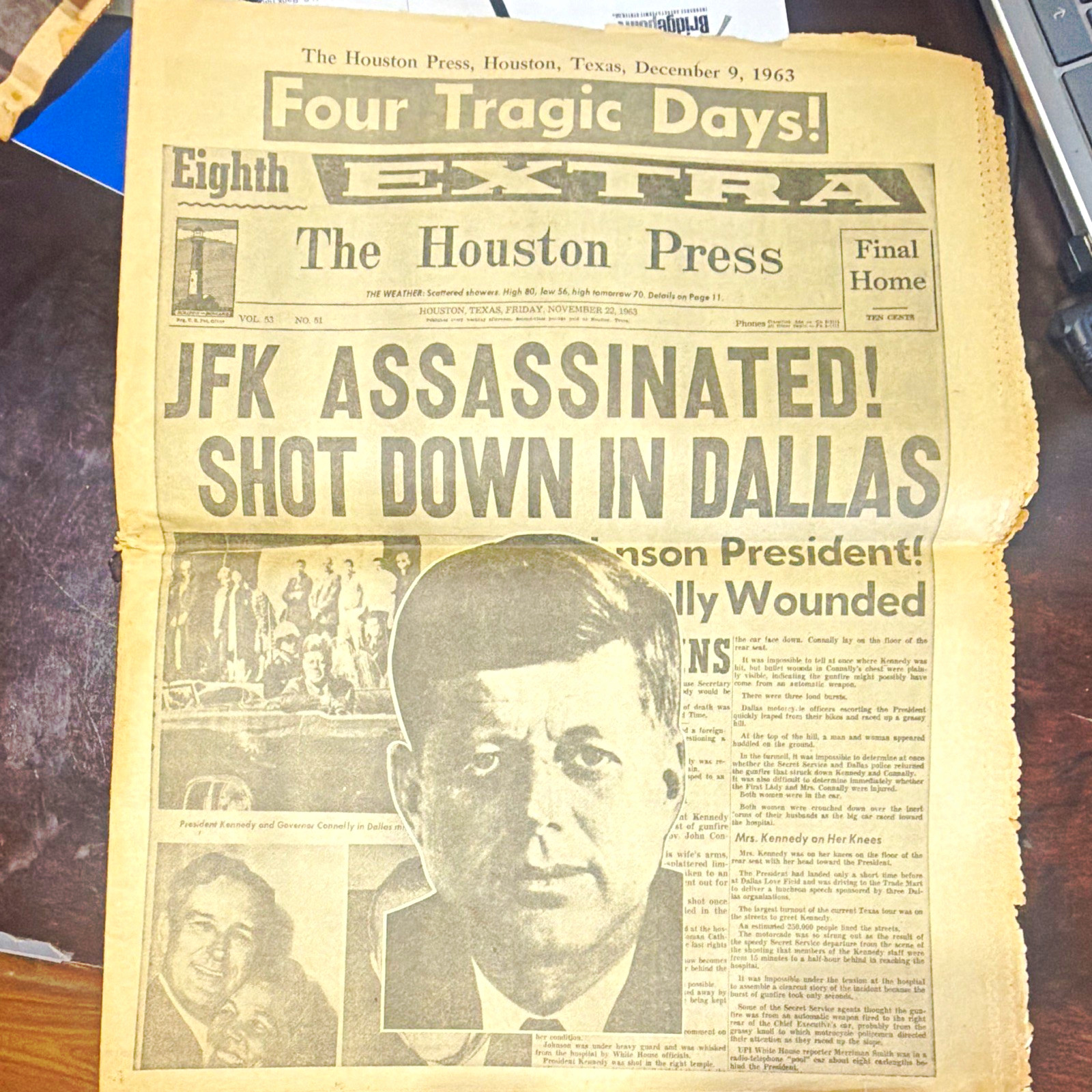 The Houston Press Newspaper Dec 9 1963 JFK Assassination Politics Paper The Houston Press Newspaper Dec 9 1963 JFK Assassination Politics Paper
