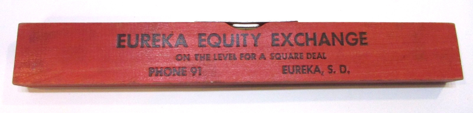 Antique 1940's Eureka SD Equity Exchange Phone 91 Red Wood Carpenters Level Tool Antique 1940's Eureka SD Equity Exchange Phone 91 Red Wood Carpenters Level Tool