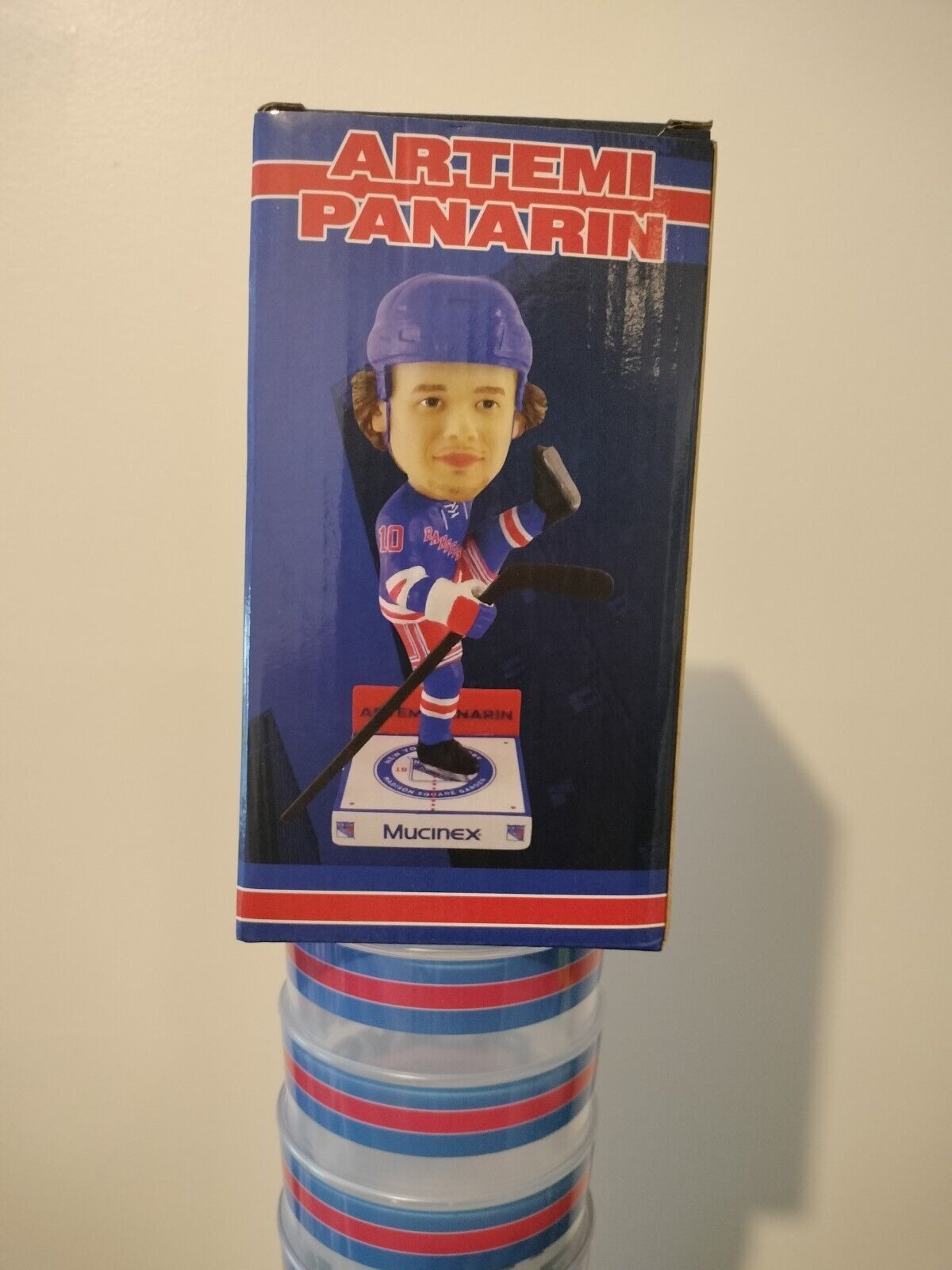 NY Rangers Panarin Bobblehead + Keychain + 2024 Playoff PIN + 2024 Playoff Cup.