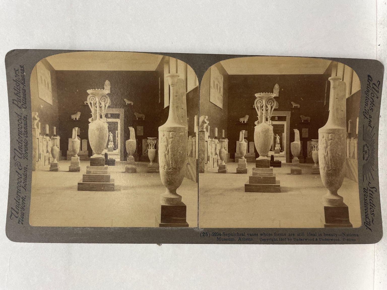 Sepulchral Vases Stereoview Underwood & Underwood 1897 Athens Greece Curved