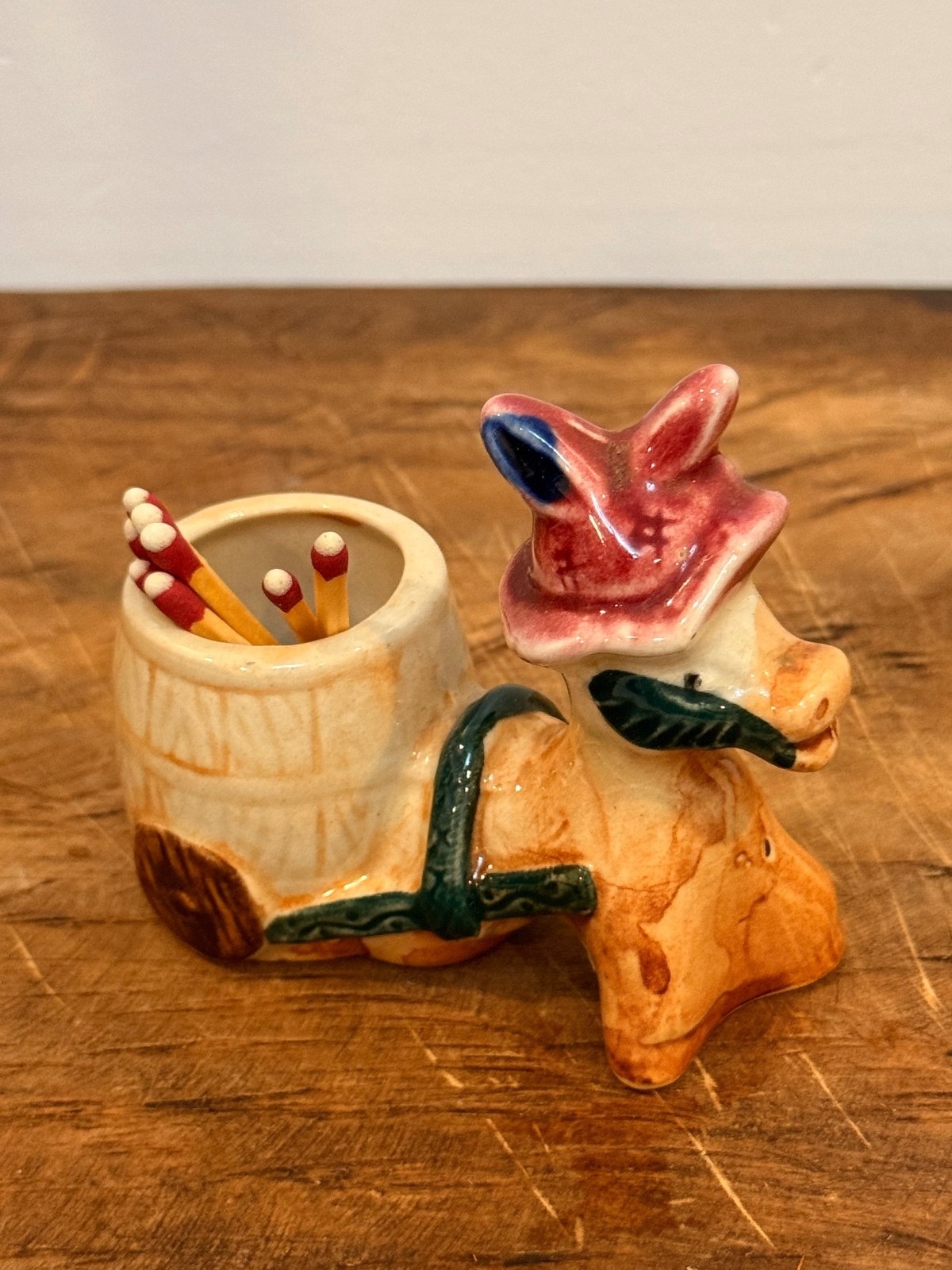 Vintage Donkey and Barrel Ceramic Toothpick Holder Vintage Donkey and Barrel Ceramic Toothpick Holder
