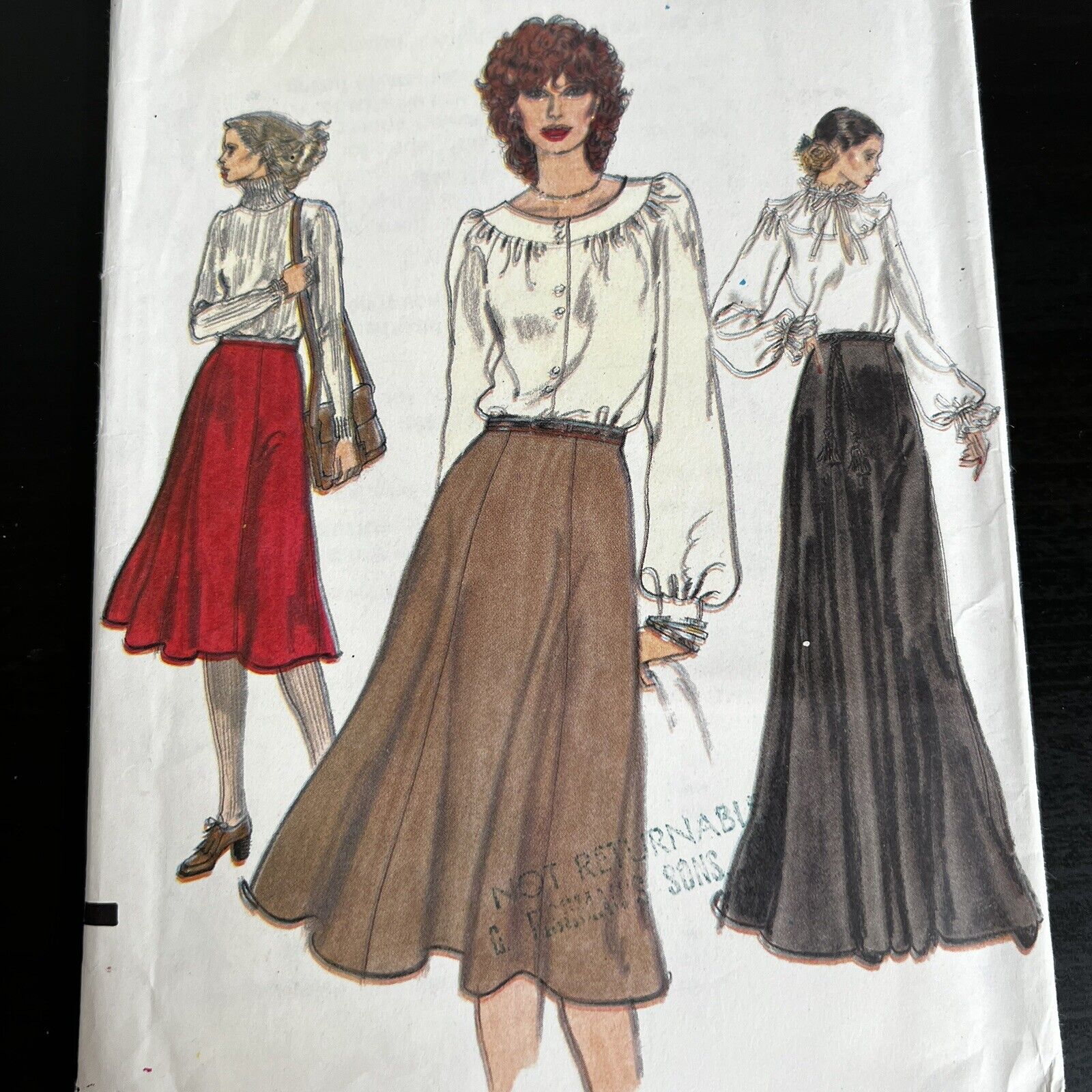 Vintage 1970s Vogue 9933 Midi or Maxi 6 Gore Skirt Sewing Pattern 28 Small CUT