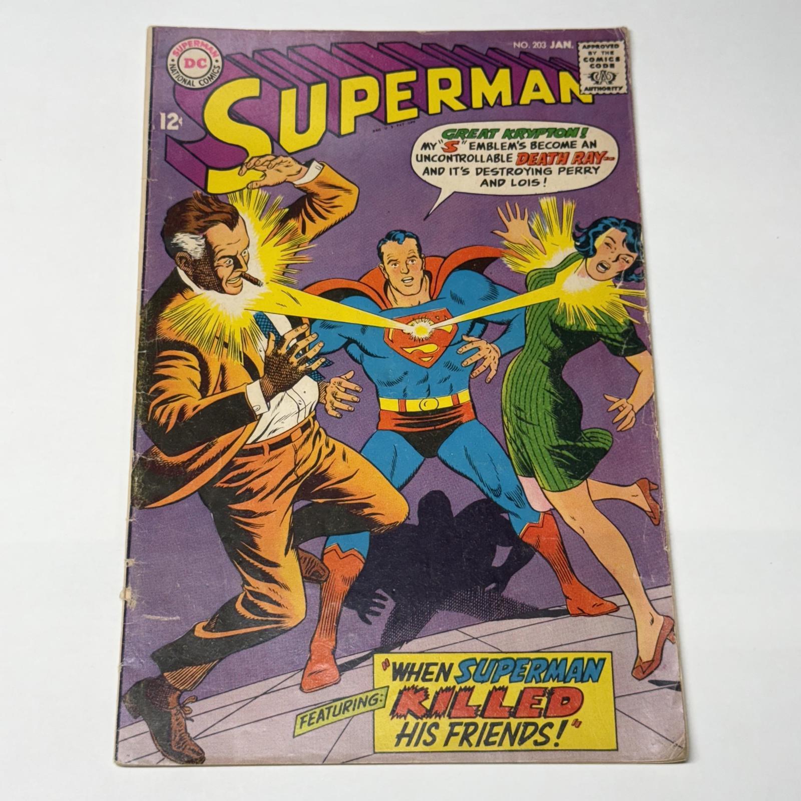 RARE Vtg Action Comics #203 JAN 1968 12 Cents Superman Killed His Friends