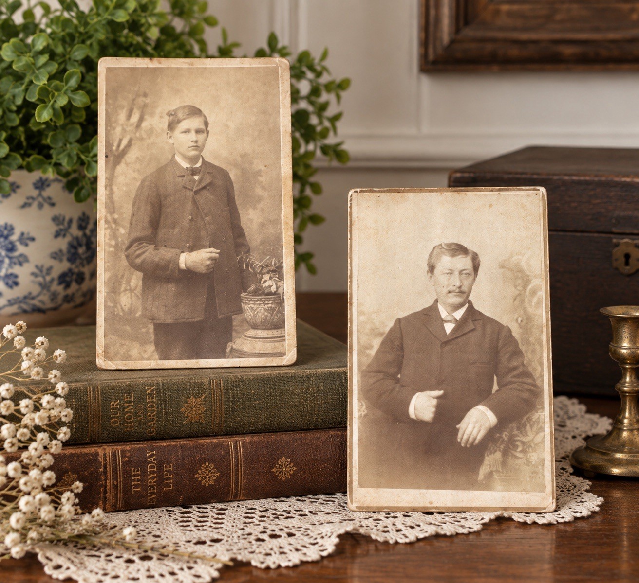 Antique Victorian Era Cabinet Photo CDV Cards 2 Men Sepia Portraits Late 1800s Antique Victorian Era Cabinet Photo CDV Cards 2 Men Sepia Portraits Late 1800s