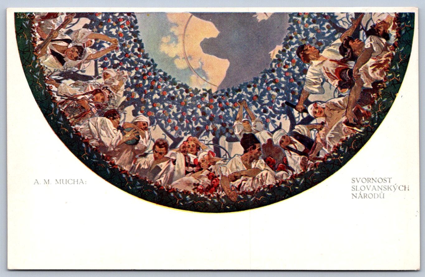DS1/ Alphonse Mucha Artist Signed Art Nouveau Postcard c1910 Slavic Nations 26 DS1/ Alphonse Mucha Artist Signed Art Nouveau Postcard c1910 Slavic Nations 26
