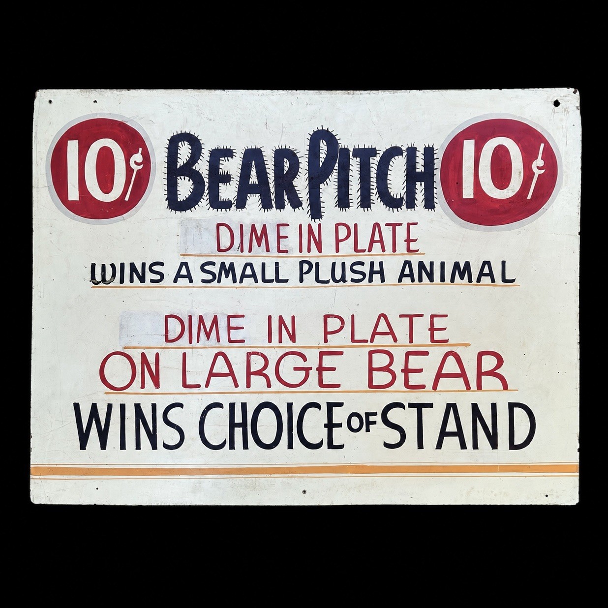Vintage 1950s Bear Pitch Carnival Game Sign 5¢ 10¢ Wildwood NJ Boardwalk 24 x 32 Vintage 1950s Bear Pitch Carnival Game Sign 5¢ 10¢ Wildwood NJ Boardwalk 24 x 32