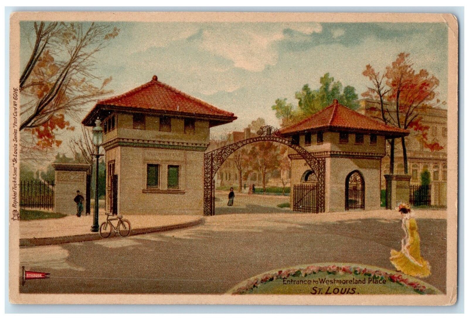 c1905s Entrance To Westmoreland Place Trees St. Louis Missouri MO Tuck Postcard