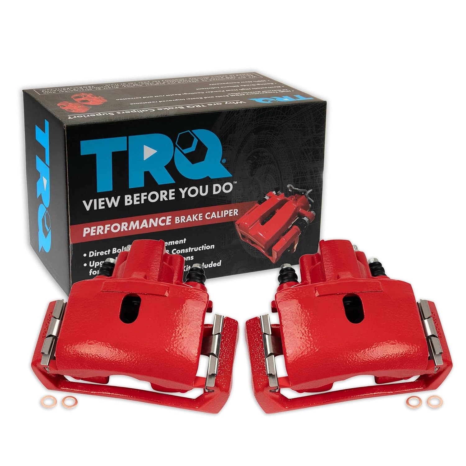 TRQ Performance Painted Red Rear Brake Caliper Set CLA49925 Brake Calipers TRQ Performance Painted Red Rear Brake Caliper Set CLA49925 Brake Calipers