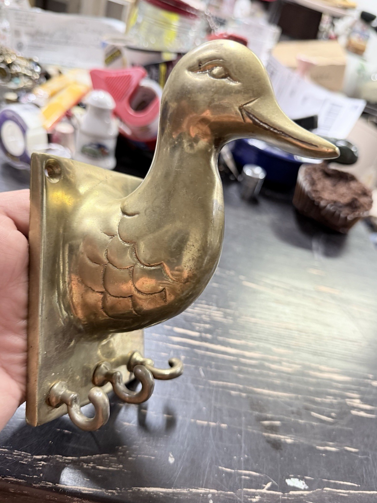 Vintage Heavy Brass Duck Fowl Bird Entryway Hook Wall Mount Coat Hat Hook Vintage Heavy Brass Duck Fowl Bird Entryway Hook Wall Mount Coat Hat Hook