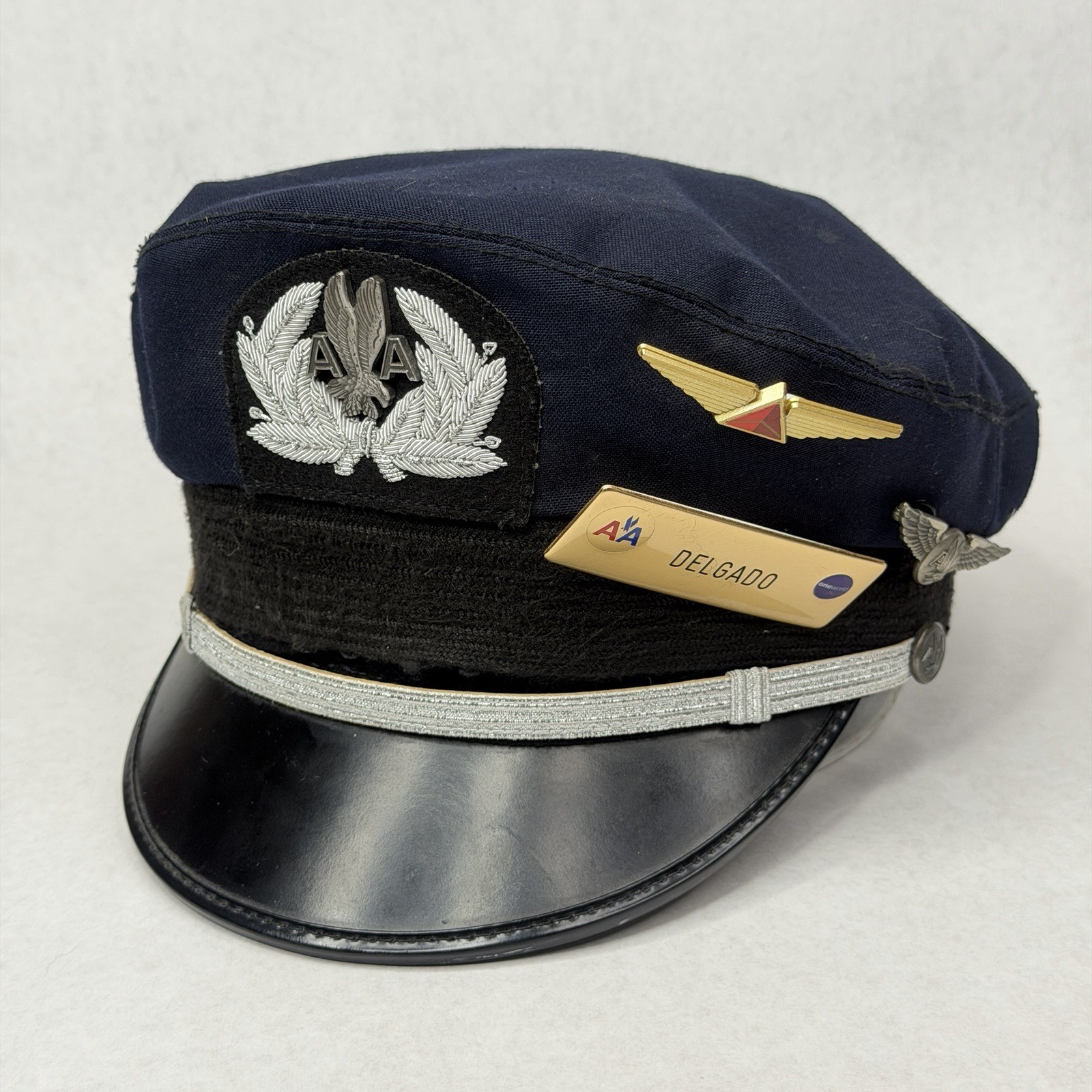 VTG American Airlines Pilot Cap w/ Pins 7 1/4 Superior Uniform Cap Co. Chicago