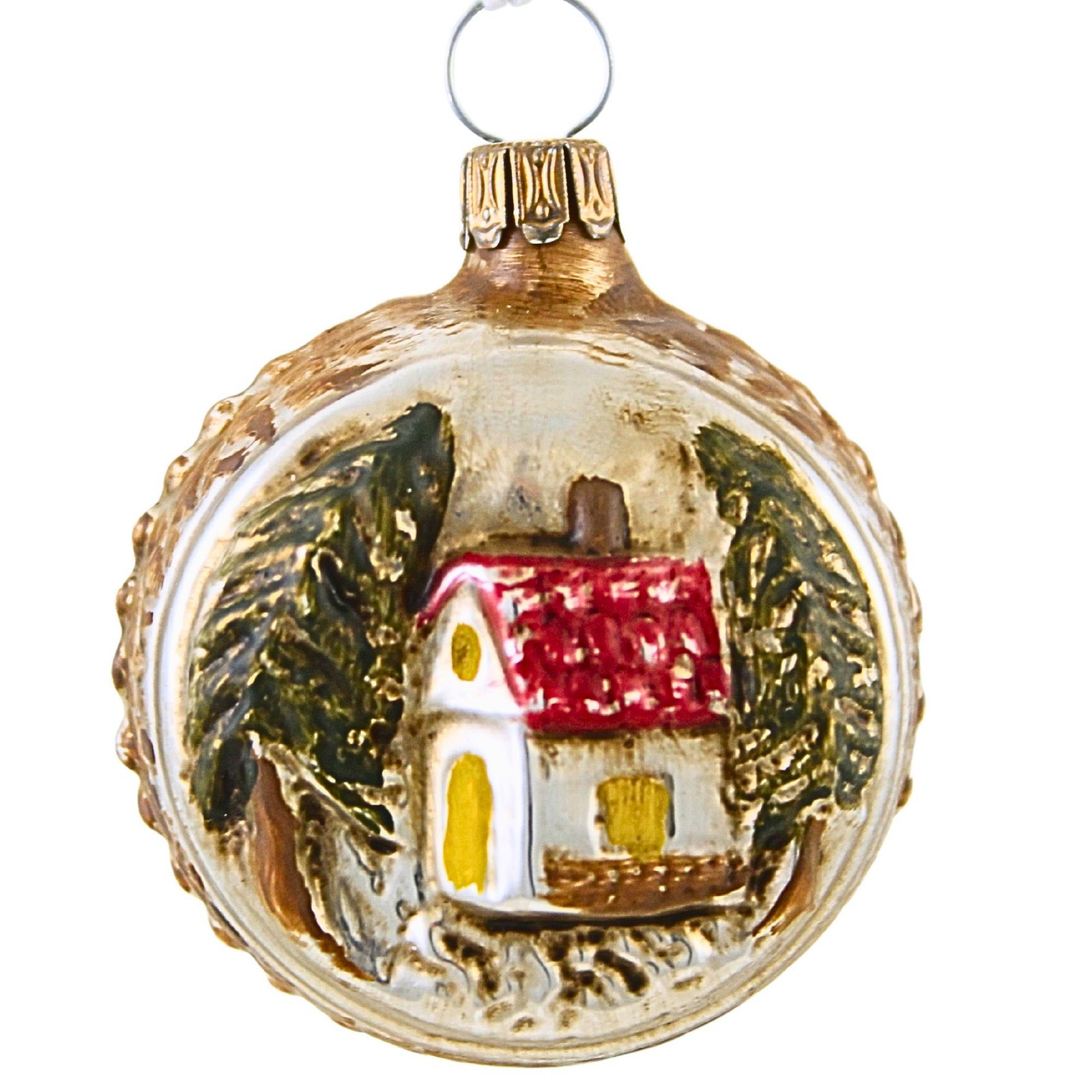 Marolin 2.00In Ball With House,, Vintage German Glass 2011009 Marolin 2.00In Ball With House,, Vintage German Glass 2011009