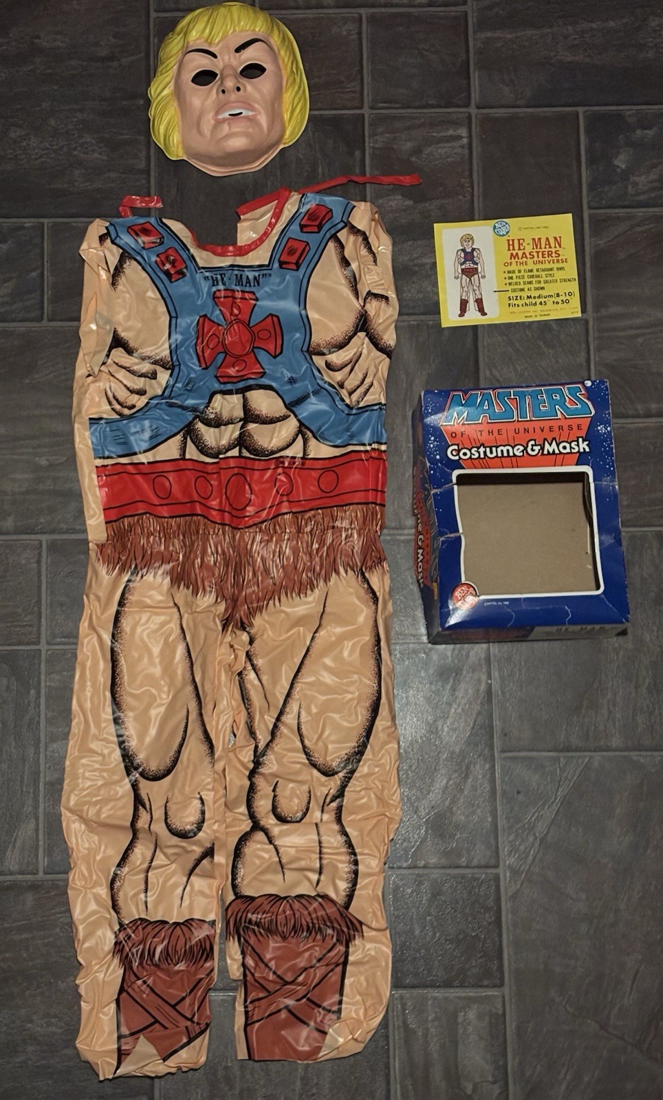 Vintage 1982 Ben Cooper He-Man Masters Of The Universe Halloween Costume & Mask Vintage 1982 Ben Cooper He-Man Masters Of The Universe Halloween Costume & Mask