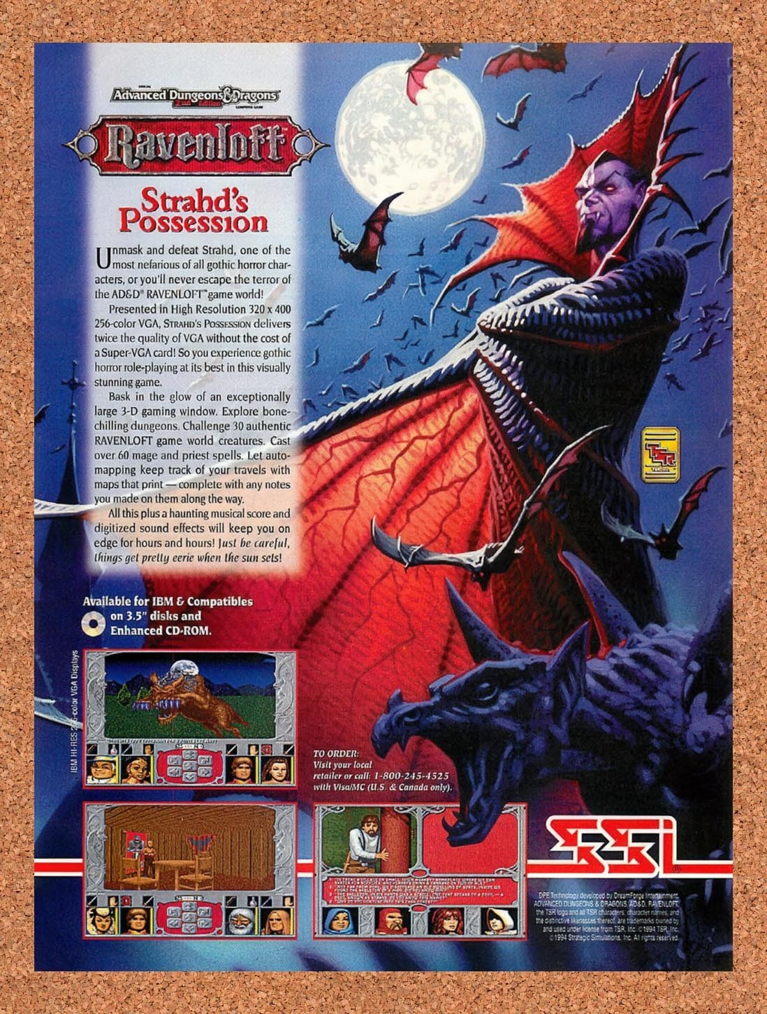 1994 Advanced Dungeons & Dragons Ravenloft Strahds IBM Original Ad / Promo v1 1994 Advanced Dungeons & Dragons Ravenloft Strahds IBM Original Ad / Promo v1