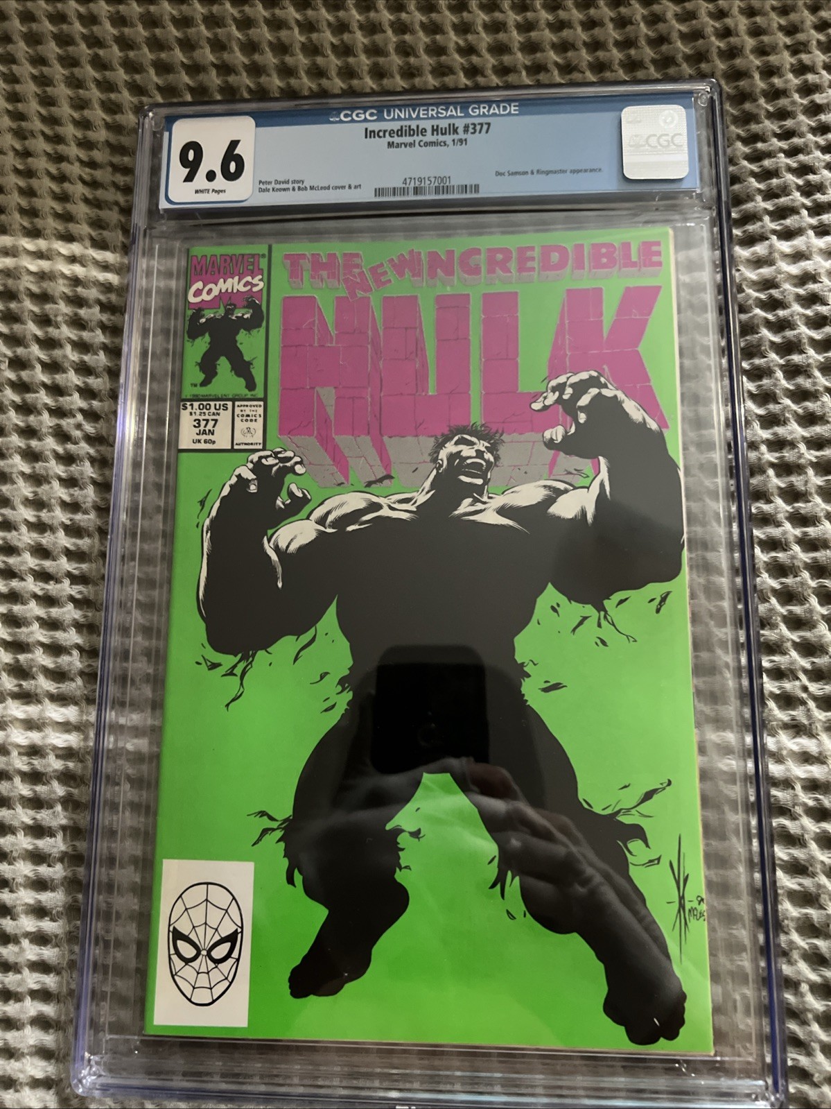 THE INCREDIBLE HULK #377~CGC 9.6 WHITE PAGES~NO RESERVE~1/91~MARVEL COMICS THE INCREDIBLE HULK #377~CGC 9.6 WHITE PAGES~NO RESERVE~1/91~MARVEL COMICS