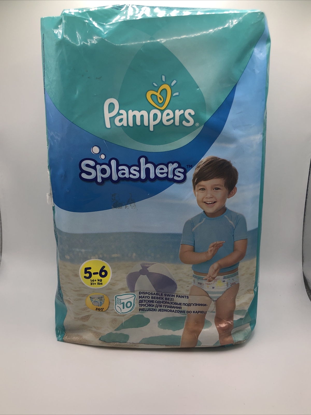 Pampers Splashers 5-6 10 Pack 14+ Kg 31+ Ibs Unopened 360 Degree Protection  Pampers Splashers 5-6 10 Pack 14+ Kg 31+ Ibs Unopened 360 Degree Protection 