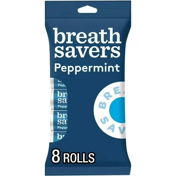Breath Savers Peppermint Flavored Sugar Free Breath Mints, Rolls 0.75 oz 8 Count